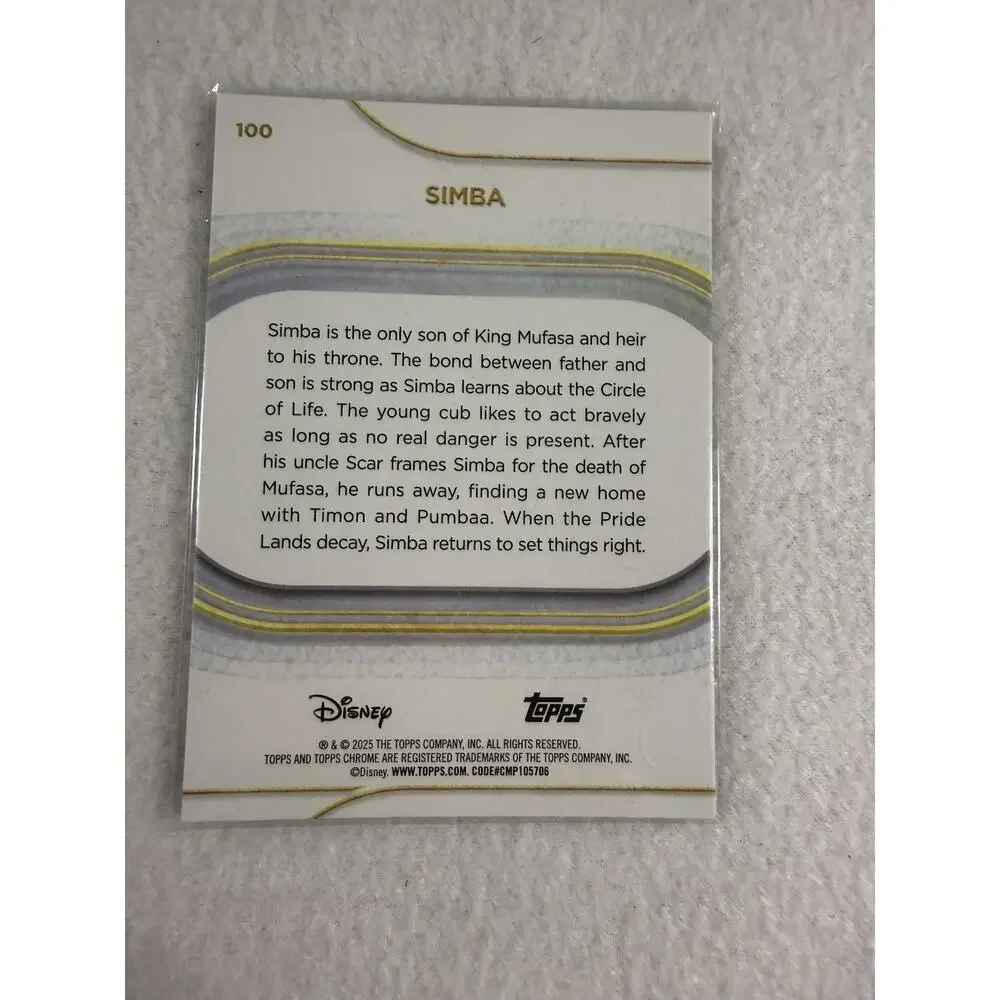 2025 Topps Non-Sport Chrome Disney Simba Green Refractor /99 #100